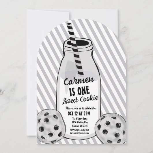 Invitation Milk and Cookie Mouse Sweet First Birthday (Devant)