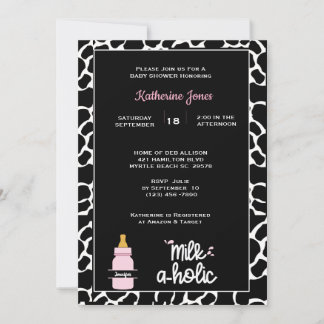 Invitation Milkaholic personnalisé Empreinte bébé fille Douch
