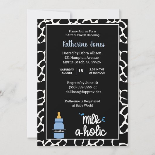 Invitation Milkaholic personnalisé Empreinte bébé garçon douc (Devant)
