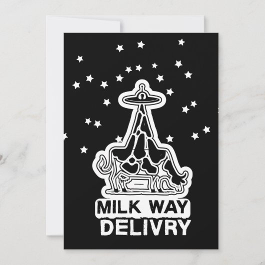 Invitation Milky Way Delivery Funny Cow UFO Space Abduction (Devant)