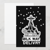 Invitation Milky Way Delivery Funny Cow UFO Space Abduction (Devant / Derrière)