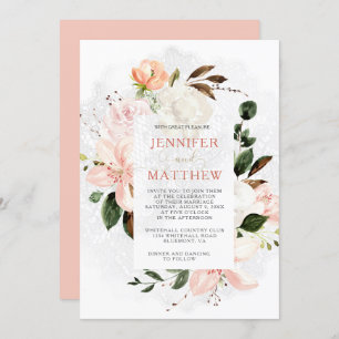 Invitation Milles roses et blanches, Roses, pivoines, agnolia