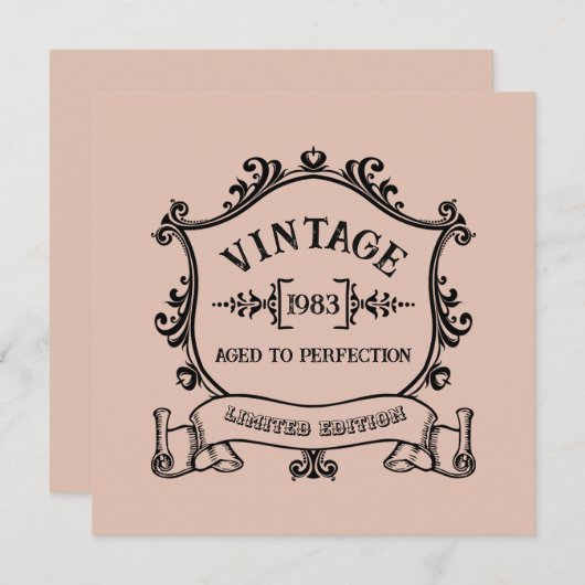 Invitation Millésime Vieilli à la Perfection Année de Naissan (Devant / Derrière)