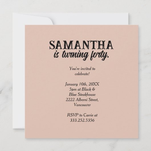 Invitation Millésime Vieilli à la Perfection Année de Naissan (Dos)