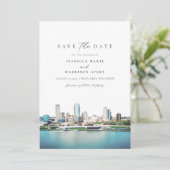 Invitation MILWAUKEE Wisconsin Skyline Wedding Enregistrer la (Debout devant)