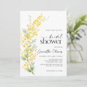 Invitation Mimosa dorée printanière Fête des mariées florale (Debout devant)