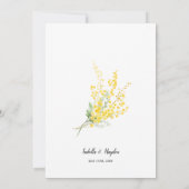 Invitation Mimosa jaune Silver Wattle Floral Mariage moderne (Dos)