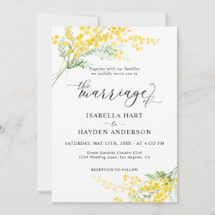 Invitation Mimosa jaune Silver Wattle Floral Mariage moderne