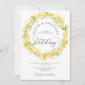 Invitation Mimosa jaune tout en 1 Budget QR Code Mariage (Devant)
