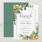 Invitation Mimosa Orange Brunch et Fête des mariées Bubbly (Devant / Derrière)