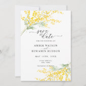 Invitation Mimosa Printemps Jaune Mariage Floral Enregistrer (Devant)