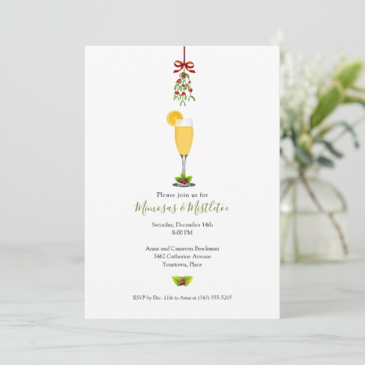 Invitation Mimosas et Mistletoe Fête de Noël (Debout devant)