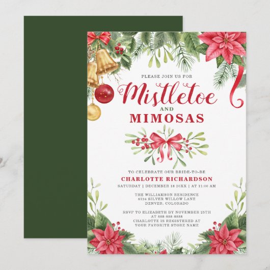 Invitation Mimosas & Mistletoe Elégante Fête des mariées d'hi (Devant / Derrière)