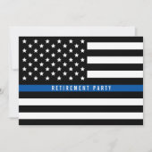 Invitation Mince Ligne bleue Police Drapeau Parti de retraite (Devant)