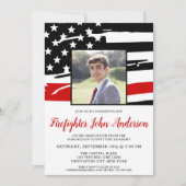 Invitation Mince ligne rouge pompier photo pompier diplômé (Devant)