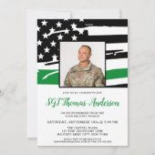 Invitation Mince Ligne verte Parti de retraite Militaire (Devant)