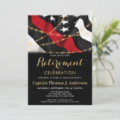 Invitation Mince Red Line American Flag Firefighter Retiremen (Debout devant)