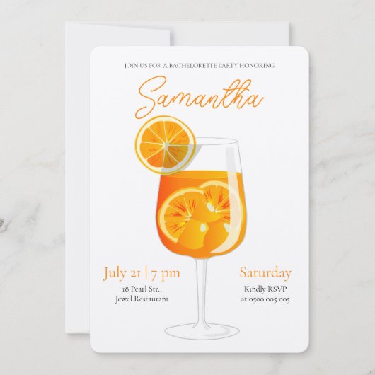 Invitation Mini Aperol Spritz Bachelorette Party (Devant)