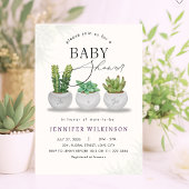 Invitation Mini Baby shower De Verdure Succulent
