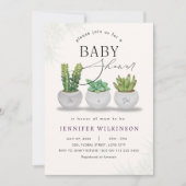 Invitation Mini Baby shower De Verdure Succulent (Devant)