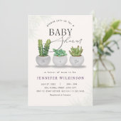 Invitation Mini Baby shower De Verdure Succulent (Debout devant)