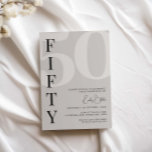 Invitation Mini Beige Cinquante Anniversaire<br><div class="desc">Cette invitation minimaliste à la fête du 50ème anniversaire de typographie est parfaite pour une fête d'anniversaire moderne. Personnalisable dans n'importe quelle couleur. Gardez le design minimal et élégant, en l'état, ou personnalisez-le en ajoutant vos propres graphiques et artwork. Pour une personnalisation plus avancée de cette conception, par exemple la...</div>