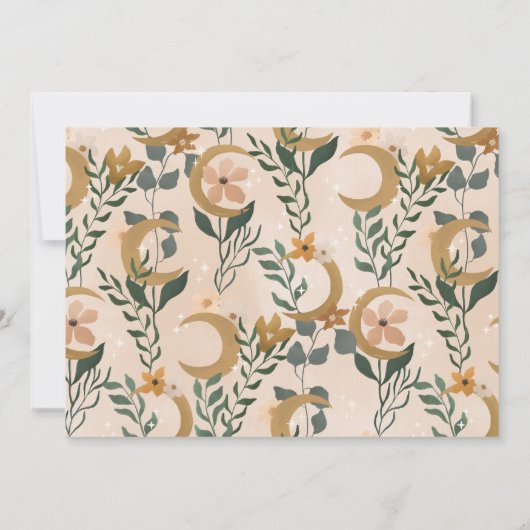 Invitation Mini Boho Blush Floral Moon Couples Douche (Dos)