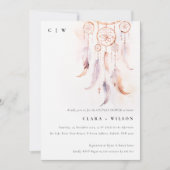 Invitation Mini Boho Feather Dreamcatcher Couples Douche (Devant)