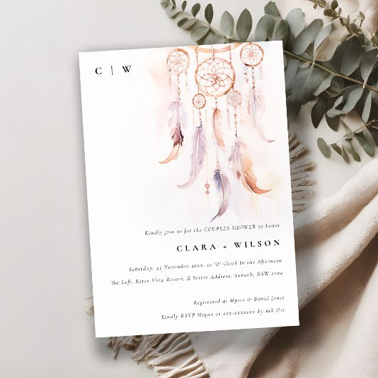 Invitation Mini Boho Feather Dreamcatcher Couples Douche
