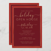 Invitation Mini-Bourgogne Gold Border Maison ouverte (Devant / Derrière)