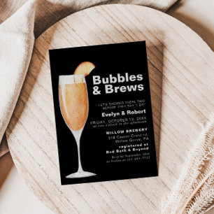 Invitation Mini bulles noires & brasses douche nuptiale