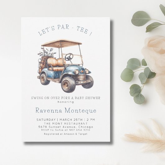 Invitation Mini chariot de golf pour une baby shower Par Tee