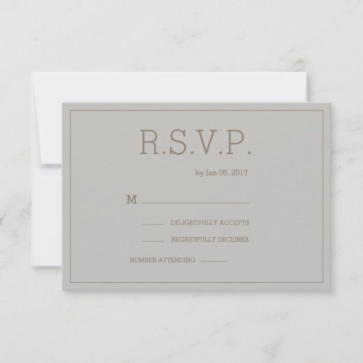 Invitation Mini chic or gris moderne mariage rsvp (Devant)
