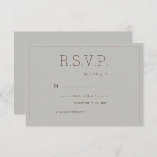 Invitation Mini chic or gris moderne mariage rsvp (Devant / Derrière)