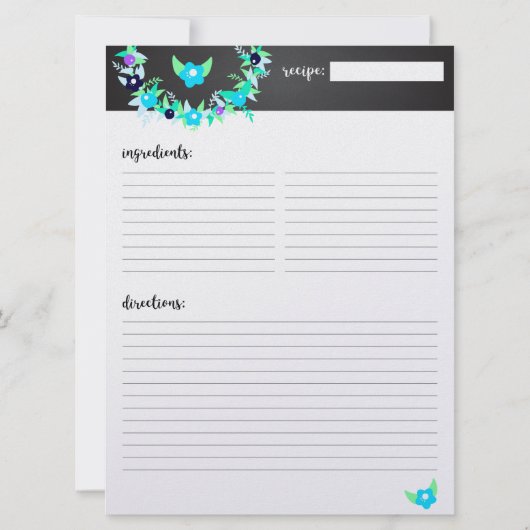 Invitation Mini-Classeur de recette brossé simple (Dos)