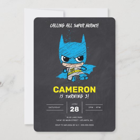 Invitation Mini Classic Batman Chalkboard Anniversaire (Devant)