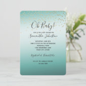 Invitation Mini Confetti Mint Ombre en or Glam Girl (Debout devant)