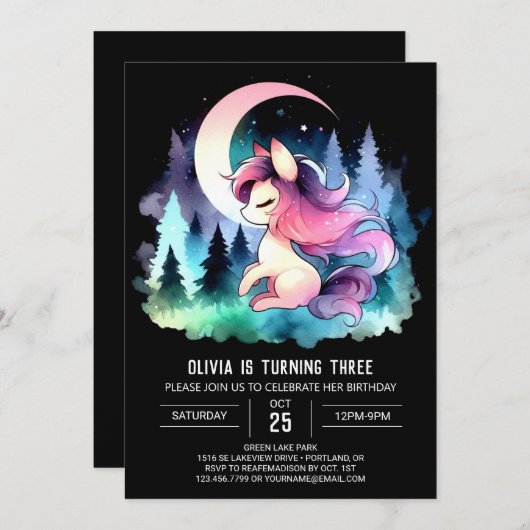 Invitation Mini-Cute Horse Anniversaire (Devant / Derrière)