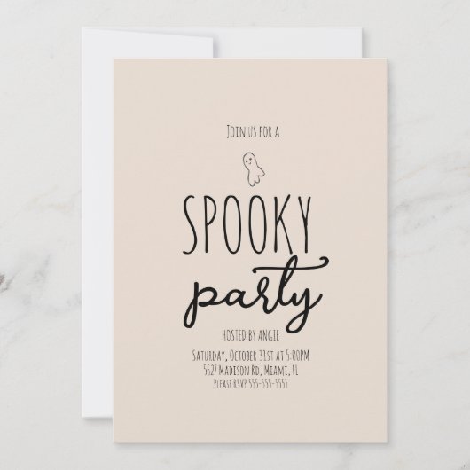 Invitation Mini Doodle Éffrayant Fantôme (Devant)