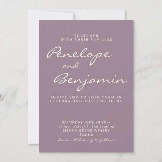 Invitation Mini-dusty violet script Mariage photo (Devant)