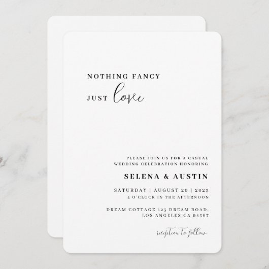 Invitation Mini écriture rien de fantaisie juste l'amour Invi (Devant / Derrière)