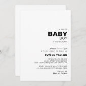 Invitation Mini Elegant Formal Baby Boy douche (Devant / Derrière)