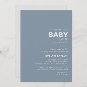 Invitation Mini Elégant Formal Blue Baby Girl douche