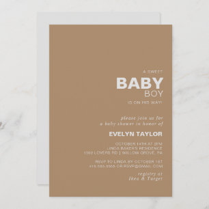 Invitation Mini Elegant Formal Brown bébé douche garçon