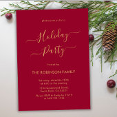 Invitation Mini Elegant Rouge Gold Calligraphie Fête de Vacan