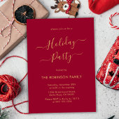 Invitation Mini Elegant Rouge Gold Calligraphie Fête de Vacan