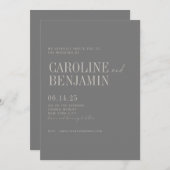 Invitation Mini Élégant Taupe foncé Script Mariage RSVP (Devant / Derrière)