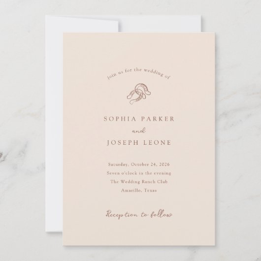 Invitation Mini-fer à cheval | Mariage neutre et Brown (Devant)