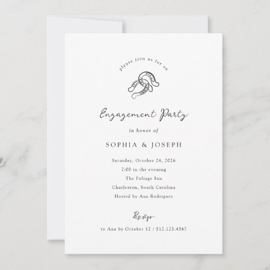 Invitation Mini-fer à cheval Noir et Blanc (Devant)