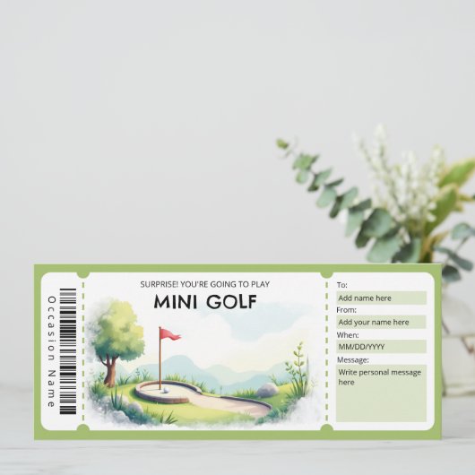 Invitation Mini Golf Gift Certificate (Debout devant)